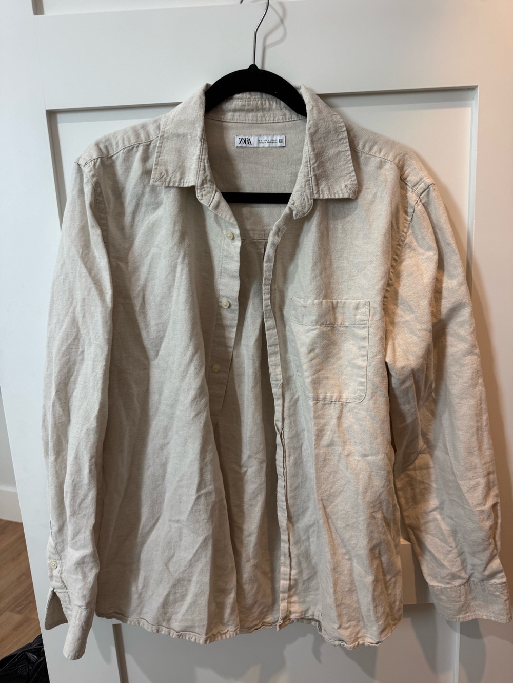 Zara Men’s Light Beige Button-Front Shirt Jacket